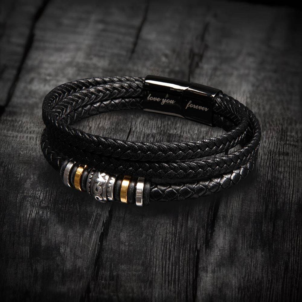 Proud Mom To Son - Men's Leather Bracelet