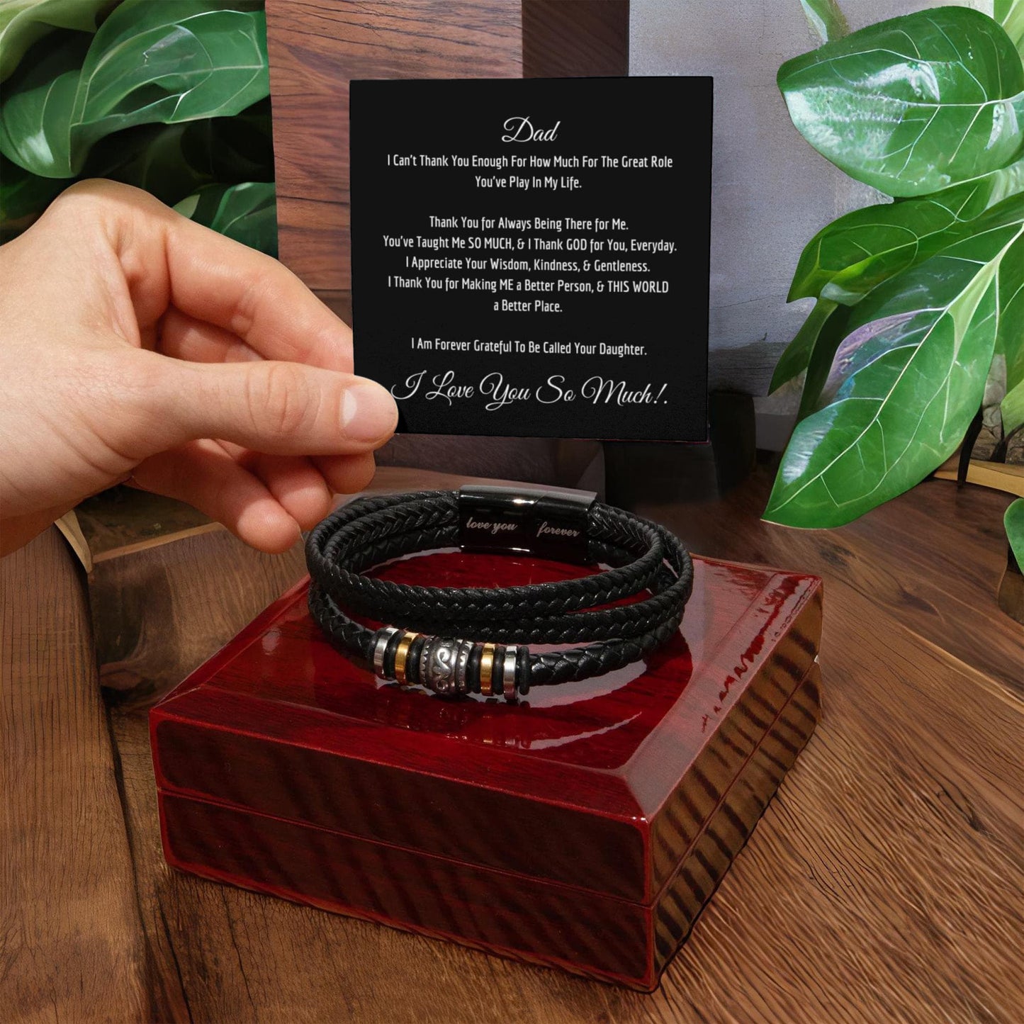 Thank you, Dad - Men's Leather Bracelet