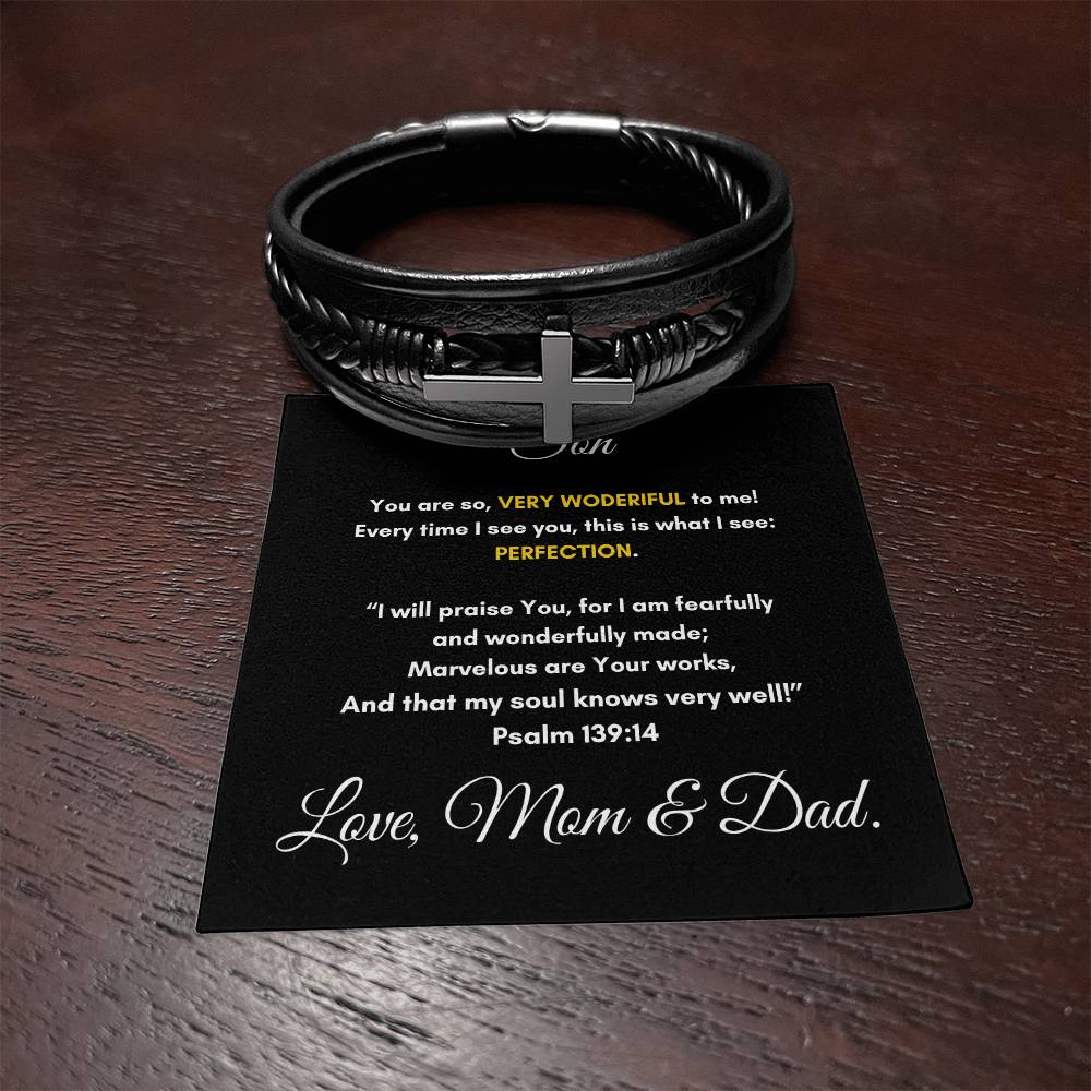 Son from Mom & Dad - Men's Leather Bracelet